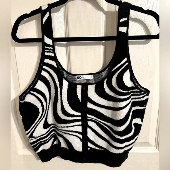 SO Women's Abstract Swirl Sweater Tank & Cardigan Set, Black & White, Sz XL - Picture 15 of 16